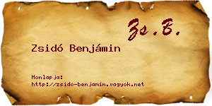 Zsidó Benjámin névjegykártya